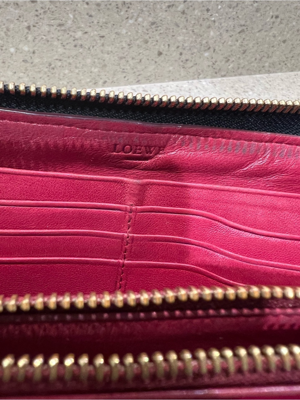 Loewe Navy Leather Zip-Around Wallet with Embossed Logo - Picture 6 of 8